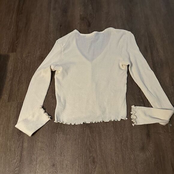 Altard State Women’s Cream Color Button Up Thermal Textured Cotton Shirt Size M - Picture 5 of 8